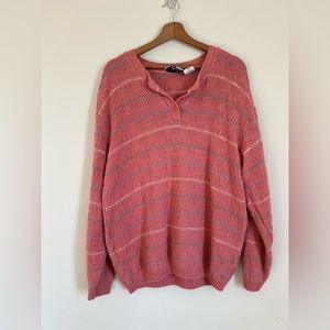 Vintage 80’s Pink Rainbow Striped Knit Pullover